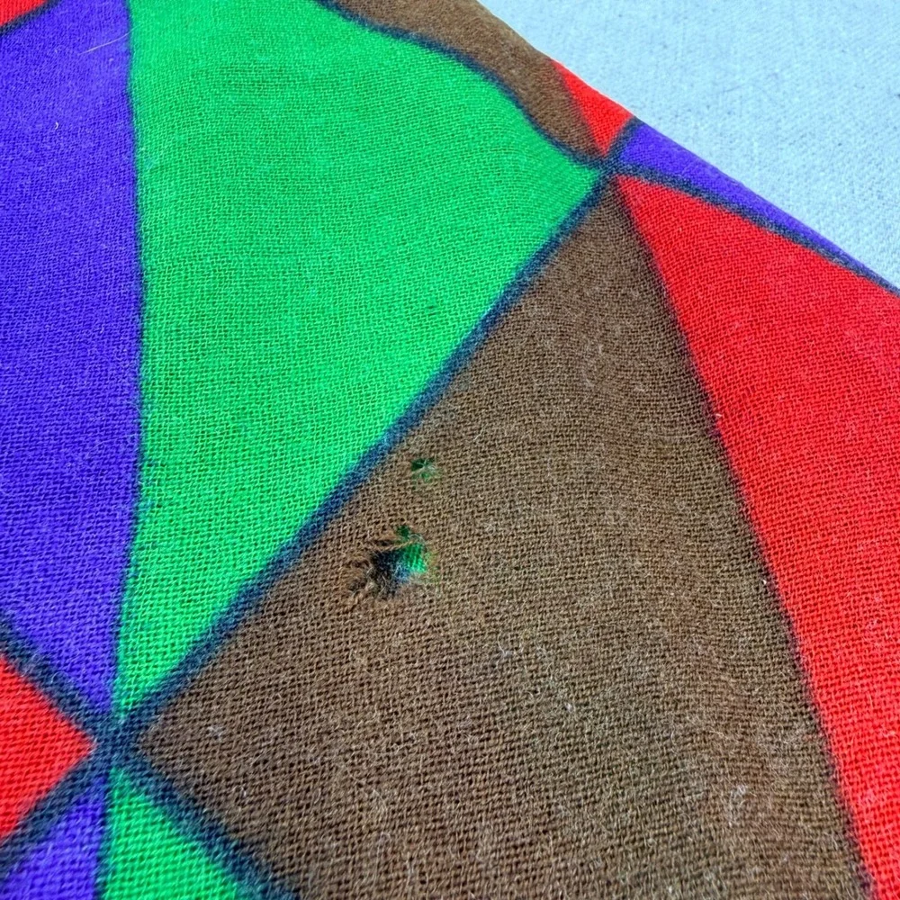 Vintage Yves Saint Laurent Wool Scarf 32" Square Geometric Mod Made READ - Picture 7 of 9